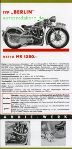 Preview: Ardie Motorrad Prospekt 1933  6 Seiten   ar-p33-1