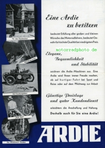 Preview: Ardie Motorrad Prospekt 1938  4 Seiten  ar-p38