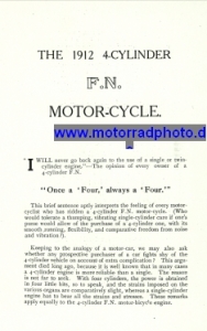 Preview: FN  Motorrad Prospekt 4 Zyl. 16 Seiten  1912    fn-p12-e