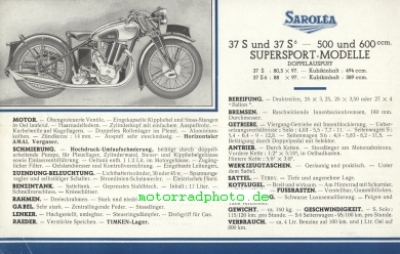 Preview: Sarolea Motorrad Prospekt 16 Seiten  1937     sar-p37