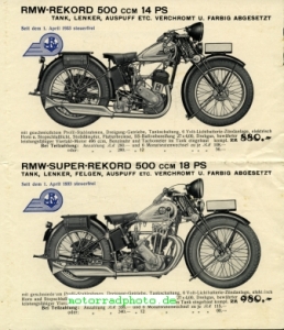 Preview: RMW Motorrad Prospekt  6 Seiten   1934   rmw-p34 Preview: RMW Motorrad Prospekt  6 Seiten   1934   rmw-p34