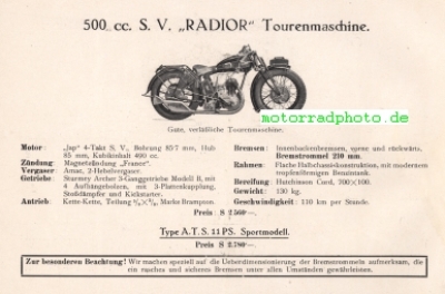 Preview: Radior Motorrad Prospekt  8 Seiten  1929     rad-p29