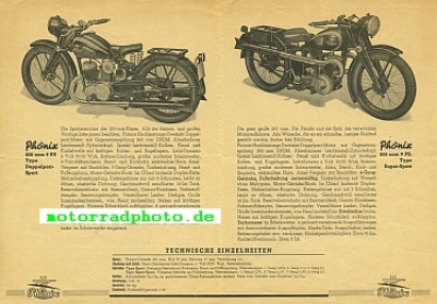 Preview: Phönix Motorrad Prospekt  4 Seiten  1936    phx-p36