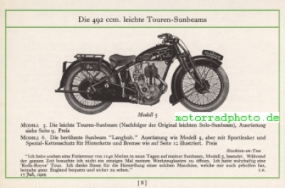 Preview: Sunbeam Motorrad Prospekt 24 Seiten  1930  su-p30