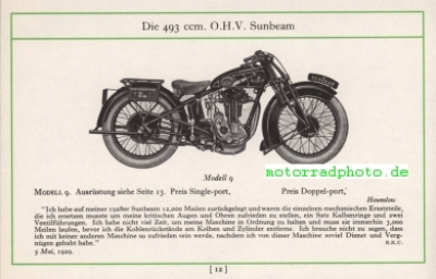 Preview: Sunbeam Motorrad Prospekt 24 Seiten  1930  su-p30