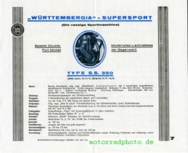 Preview: Württembergia Motorrad Prospekt 12 Seiten 1930  würt-p30