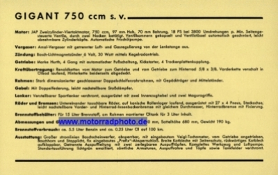 Preview: Gigant Motorrad Prospekt  4 Seiten 1936   gig-p36