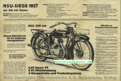 Preview: NSU Motorrad Prospekt  6 Seiten   1927   nsu-p27