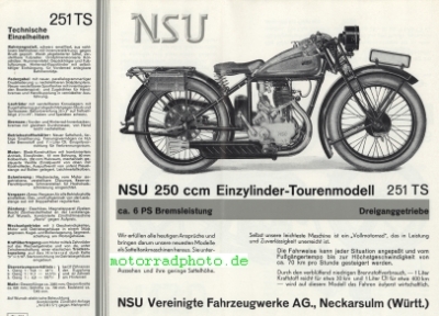 Preview: NSU Motorrad Prospekt  4 Seiten   1930  nsu-p30