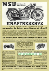 Preview: NSU Motorrad Prospekt  2 Seiten   1934 nsu-p34