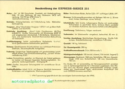 Preview: Express Motorrad Prospektblatt  2 Seiten  1953    expr-p53-251