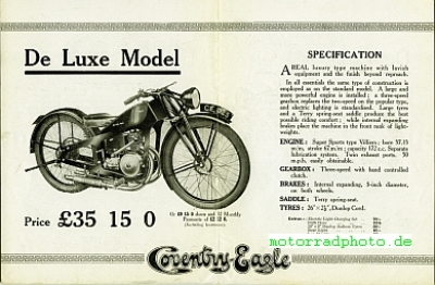 Preview: Coventry Eagle Motorrad Prospekt 8 Seiten  1929    coea-p29