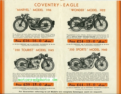 Preview: Coventry Eagle Motorrad Prospekt 8 Seiten  1932    coea-p32