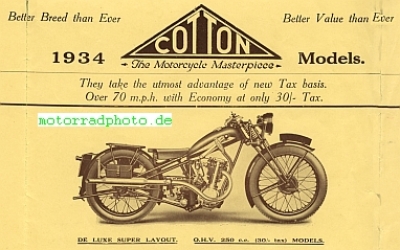 Preview: Cotton Motorrad Prospekt  12 Seiten   1934   co-p34