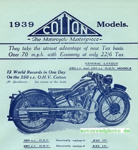 Preview: Cotton Motorrad Prospekt  12 Seiten   1939   co-p39
