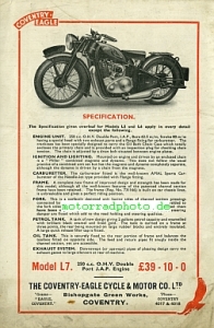 Preview: Coventry Eagle Motorrad Prospekt 8 Seiten  1935    coea-p35-2