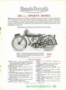 Preview: Francis Barnett Motorrad Prospekt 12 Seiten  1924      frba-p24