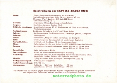 Preview: Express Motorrad Prospektblatt  2 Seiten  1950   expr-p50-100B