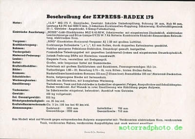 Preview: Express Motorrad Prospektblatt  2 Seiten  1952   expr-p52-175