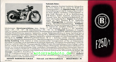 Preview: Rabeneick Motorrad Prospektblatt 2 Seiten 1952   rab-p52