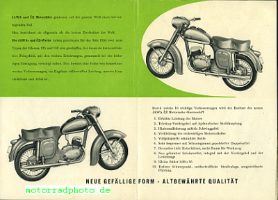 Preview: Jawa Motorrad Prospekt 4 Seiten 1954      jaw-p54