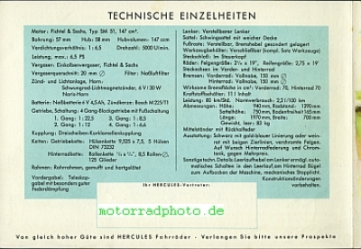 Preview: Hercules Motorrad Prospekt  4 Seiten  1952   her-p52-313