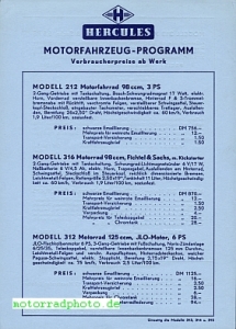 Preview: Hercules Motorrad Prospekt  4 Seiten  1952   her-p52-212