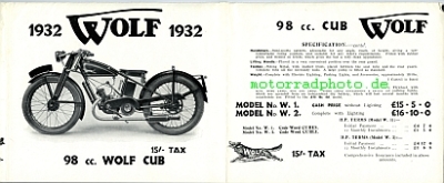 Preview: Wolf Motorrad Prospekt 14 Seiten  1932     wol-p32