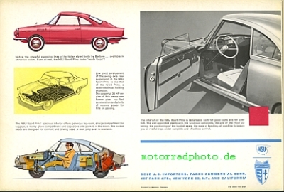 Preview: NSU Automobil  Prospekt  Sport Prinz Export 4 Seiten 1960  nsu-op60-prs