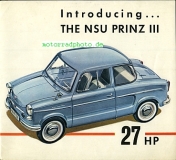 NSU Prospekt  Prinz III Exportversion  6 Seiten 1950  nsu-op50-prIIi
