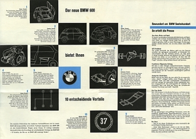 BMW Automobil Prospekt Typ 600 4 Seiten  1958   bmw-op58-600