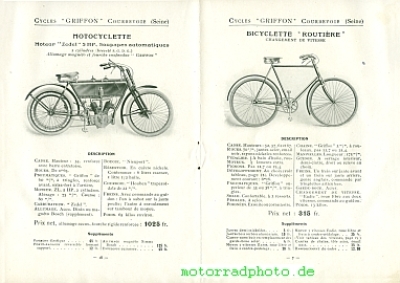 Preview: Griffon Motorrad + Fahrrad Prospekt 26 Seiten 1910    gri-p10