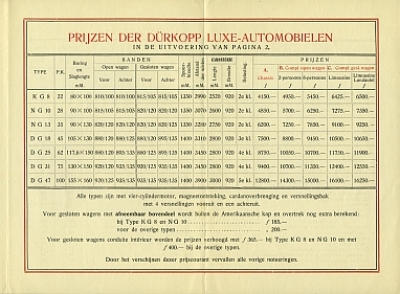 Preview: Duerkopp Automobil Prospekt, Preisliste, Daten 1914   duer-op14