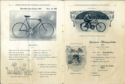 Preview: Peugeot Motorrad + Fahrrad Prospekt  64 Seiten 1912    peu-p12