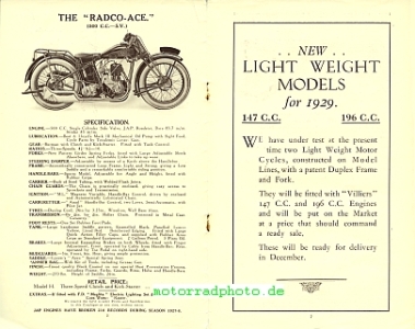 Preview: Radco Motorrad Prospekt  8 Seiten  1929       radc-p29