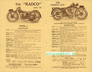 Preview: Radco Motorrad Prospekt  8 Seiten  1930       radc-p30