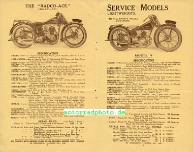 Preview: Radco Motorrad Prospekt  8 Seiten  1930       radc-p30