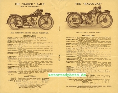 Preview: Radco Motorrad Prospekt  8 Seiten  1930       radc-p30
