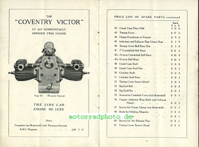Preview: Coventry Victor Motor 5/7 H.P. TL  16 Seiten  1919  covi-p19-M