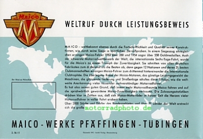 Preview: Maico Motorrad Prospekt  8 Seiten  1953   mai-op53