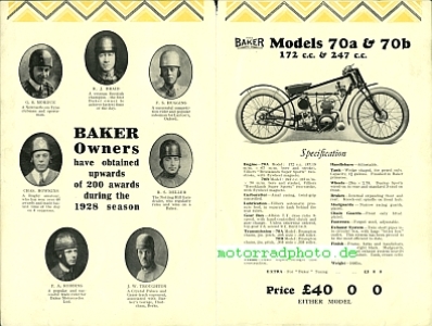 Preview: Baker Motorrad Prospekt  4 Seiten  1929    bak-p29-2