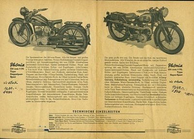 Preview: Phönix Motorrad Prospekt 250 ccm Modelle  4 Seiten 1936 phx-op36