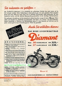 Preview: Diamant Motorfahrrad Prospektblatt  2 Seiten 1935    dia-p35