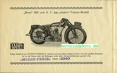Preview: Bovy Motorrad Prospekt  24 Seiten  1928   bov-p28