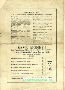 Preview: Economic Motorrad Prospekt  4 Seiten 1921       eco-p21