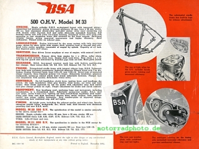 Preview: BSA Motorrad Prospekt  4 Seiten 1952   bsa-p52