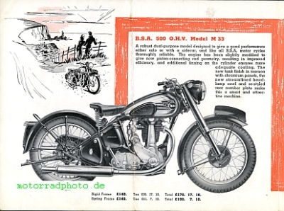 Preview: BSA Motorrad Prospekt  4 Seiten 1952   bsa-p52