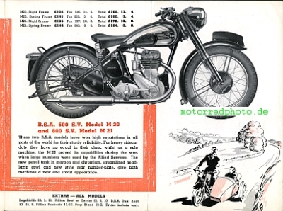 Preview: BSA Motorrad Prospekt  4 Seiten 1952   bsa-p52