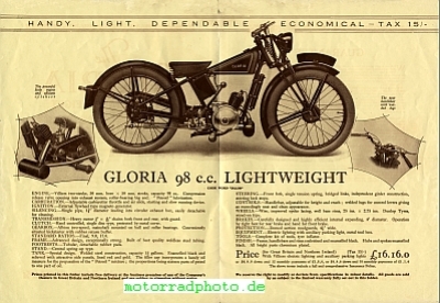 Preview: Gloria Leichtgewicht Motorrad Prospekt 4 Seiten 1931  glo-p31