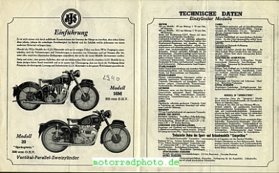 Preview: A.J.S. Motorrad Prospekt  4 Seiten  1952     ajs-p52
